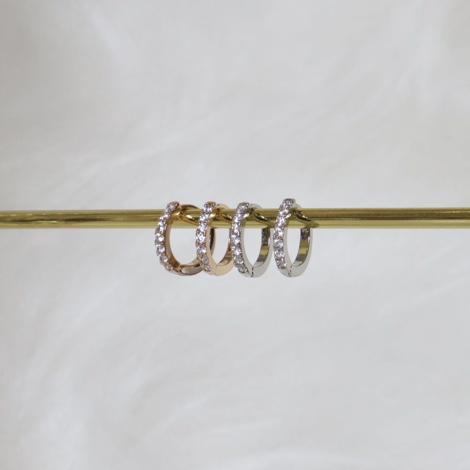 Taşlı Mini Halka Küpe