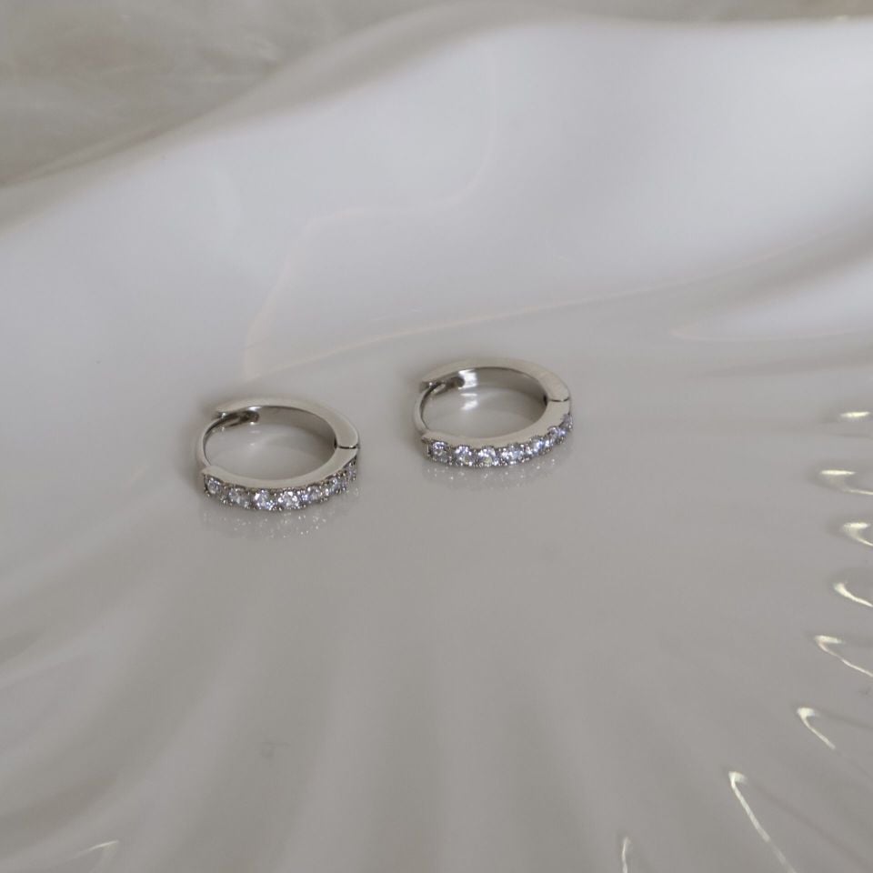 Taşlı Mini Halka Küpe