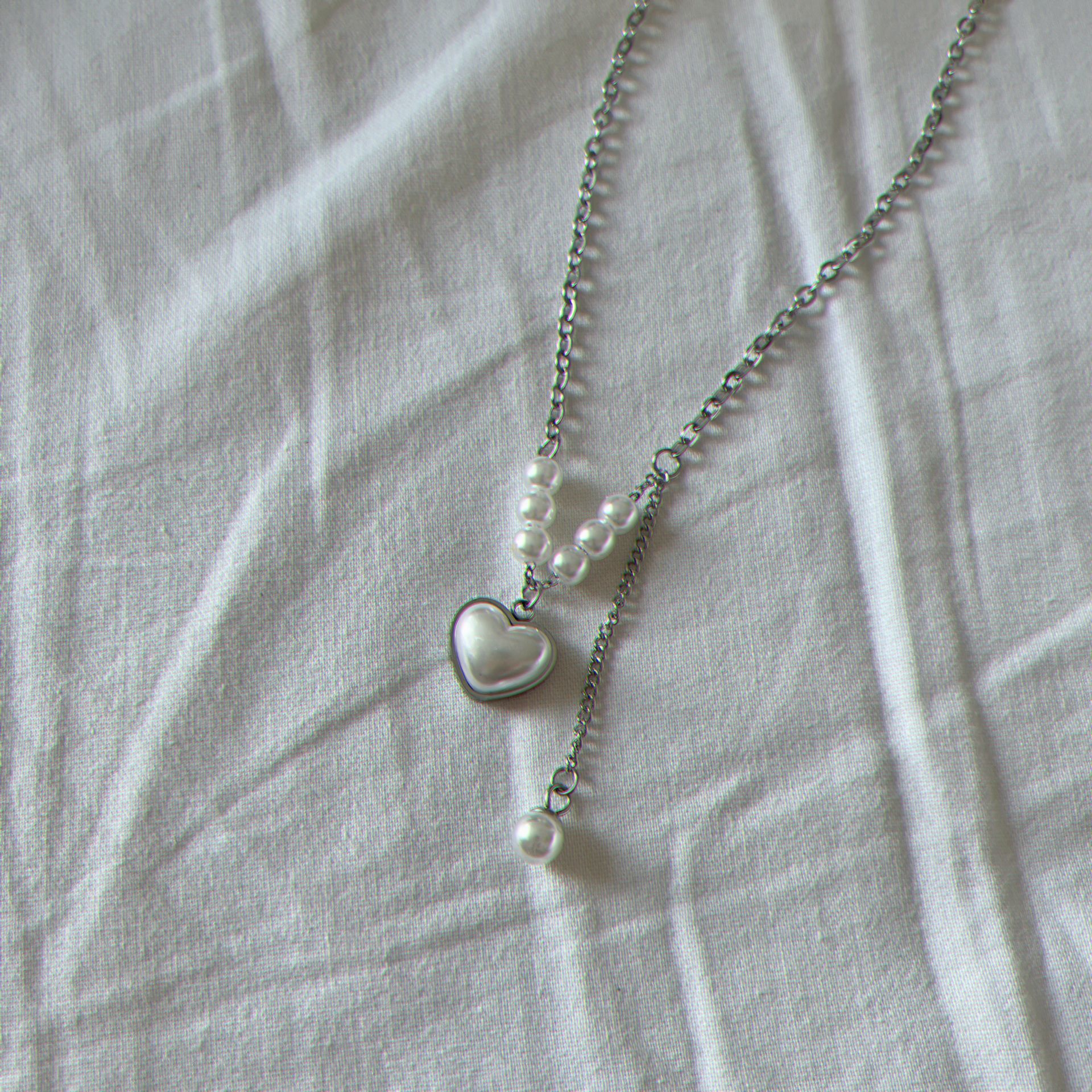 Royal Princess İncili Çelik Kolye Silver