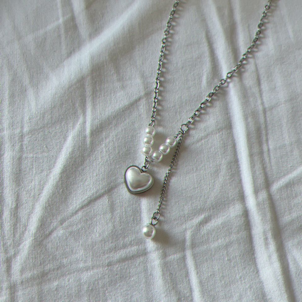 Royal Princess İncili Çelik Kolye Silver