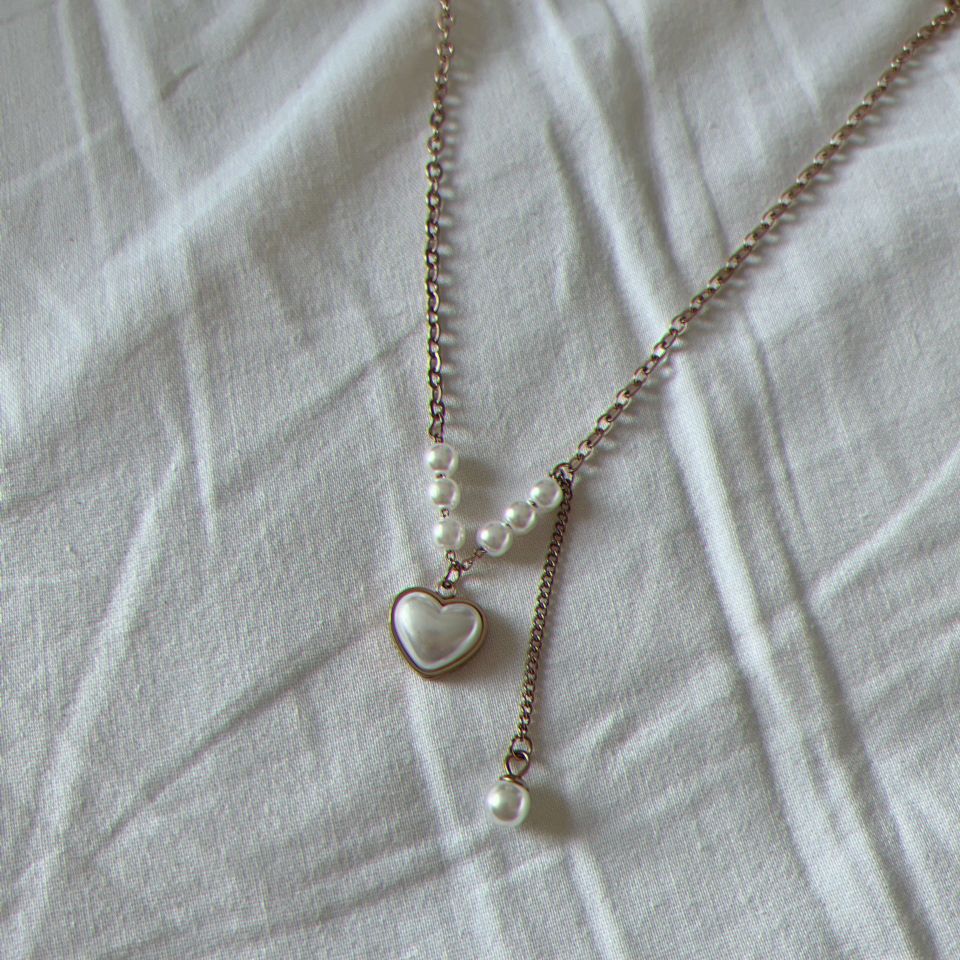 Royal Princess İncili Çelik Kolye Silver