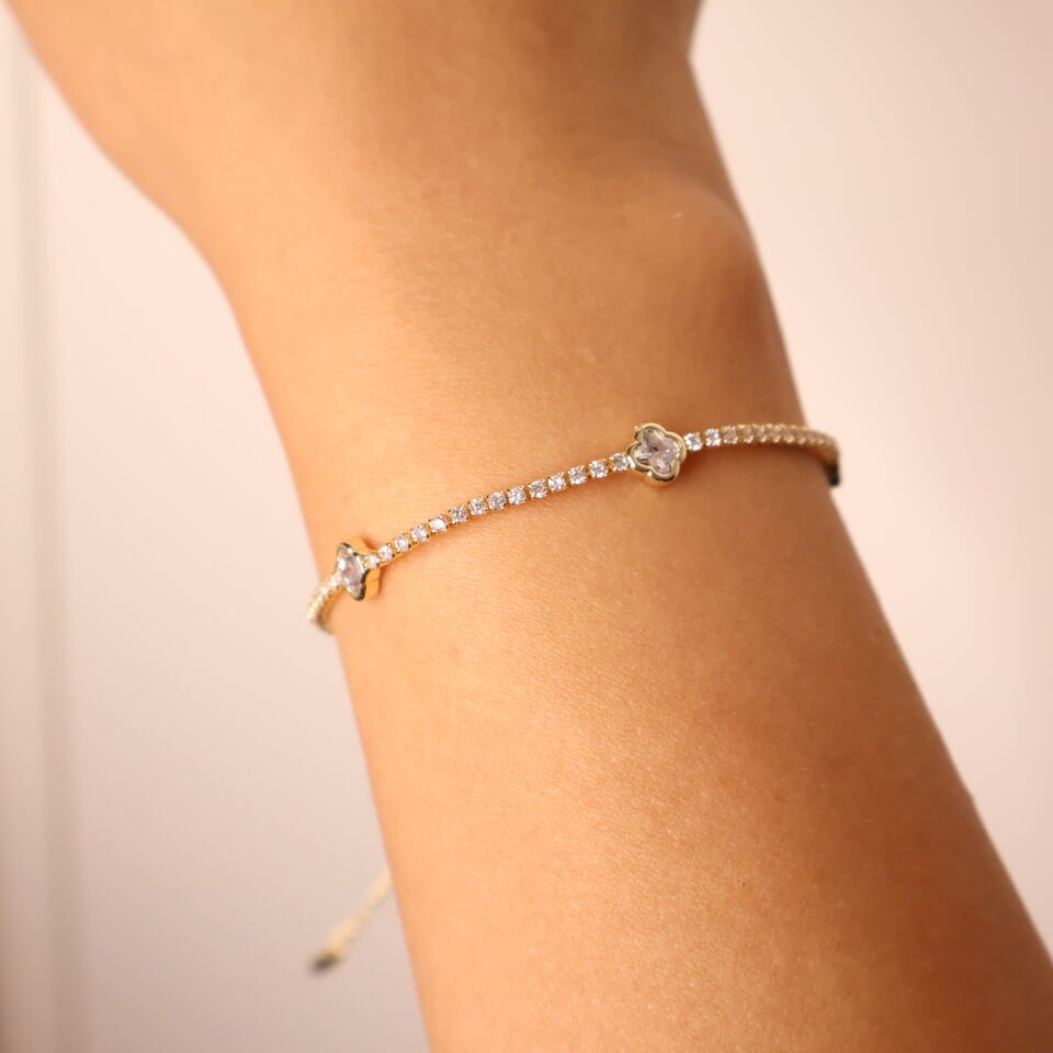 Mini Clover Van Cleef Bileklik Gold