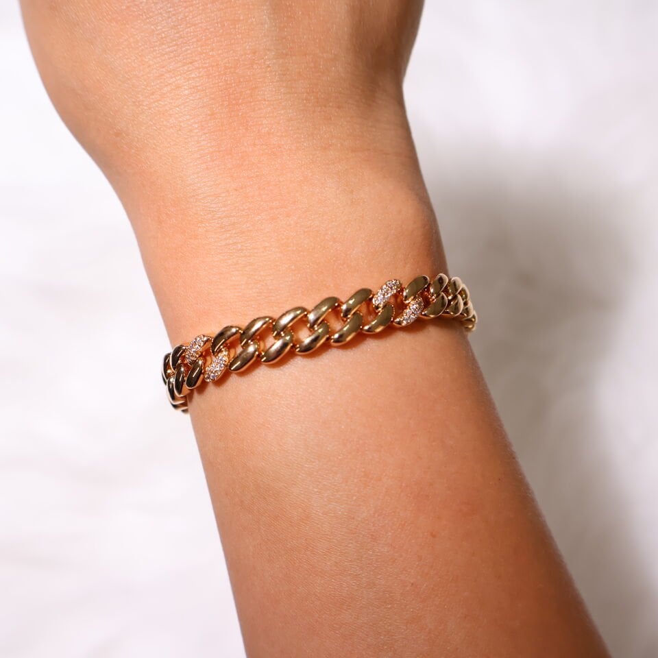 Exclusive Taşlı Zincir Desen Bileklik