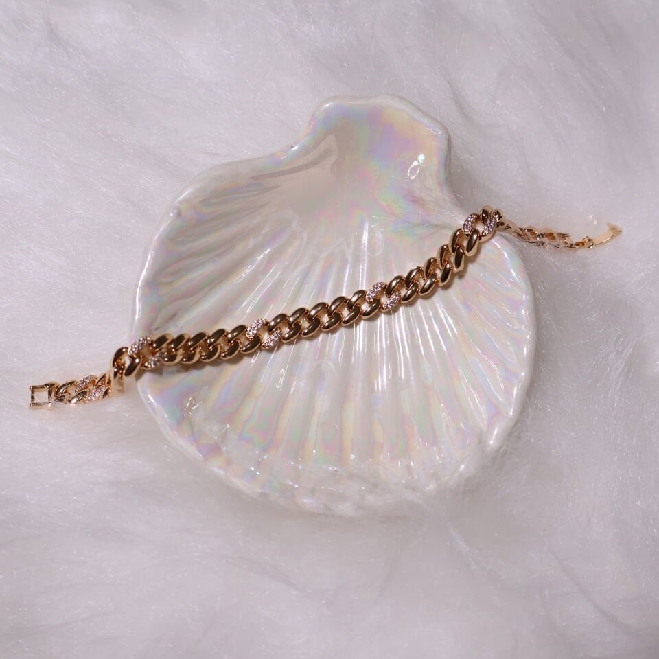 Exclusive Taşlı Zincir Desen Bileklik