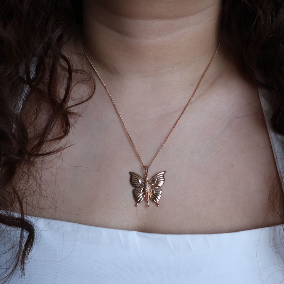 Şans Meleği Kelebek Kolye Büyük