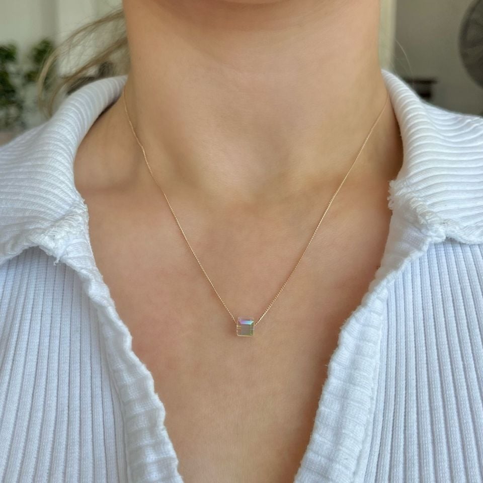 Swarovski Taşlı Kolye Gold