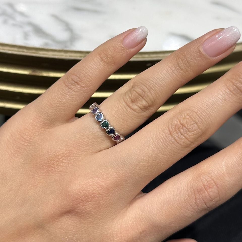 Kalpli Renkli Taşlı Yüzük