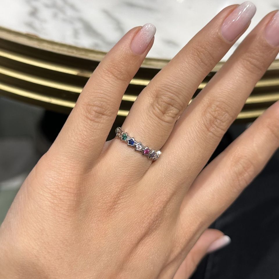 Kalpli Renkli Taşlı Yüzük