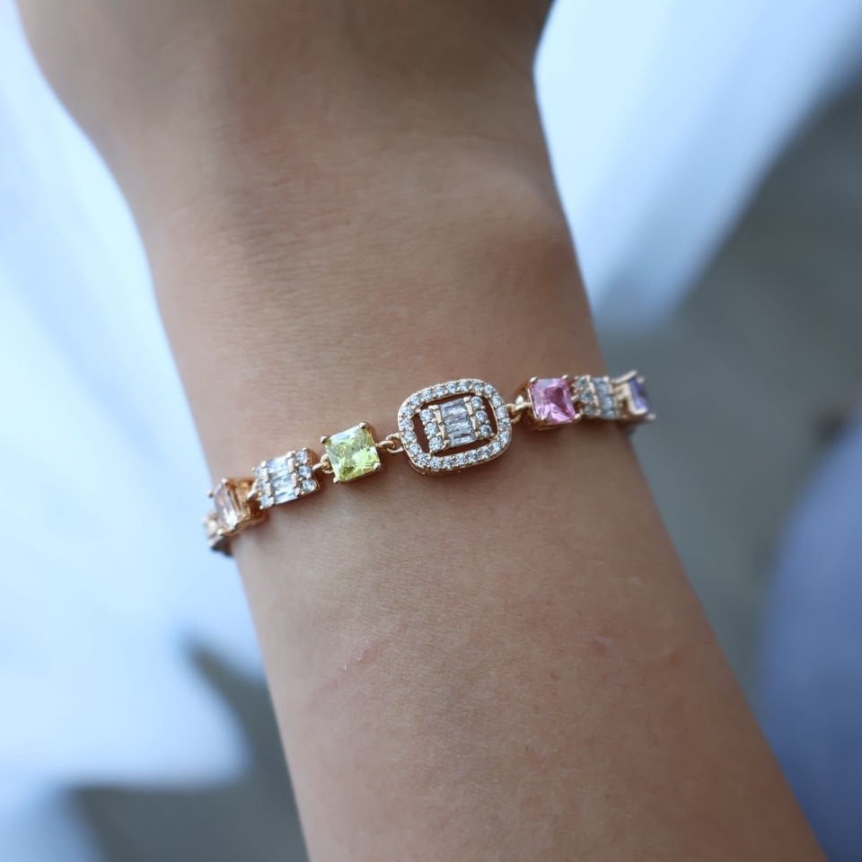 Baget Taşlı Zincir Bileklik