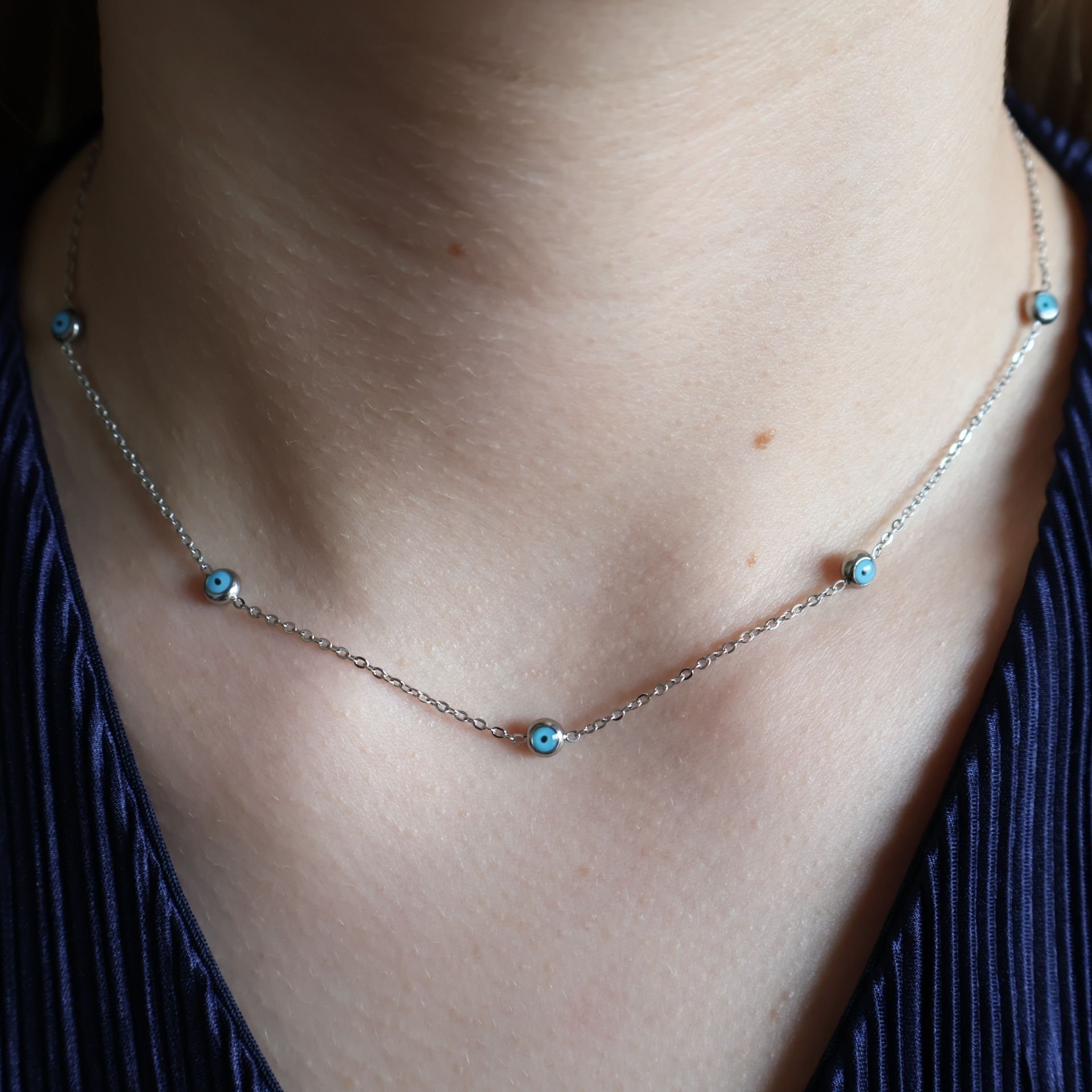 Nazar Boncuklu Çelik Kolye