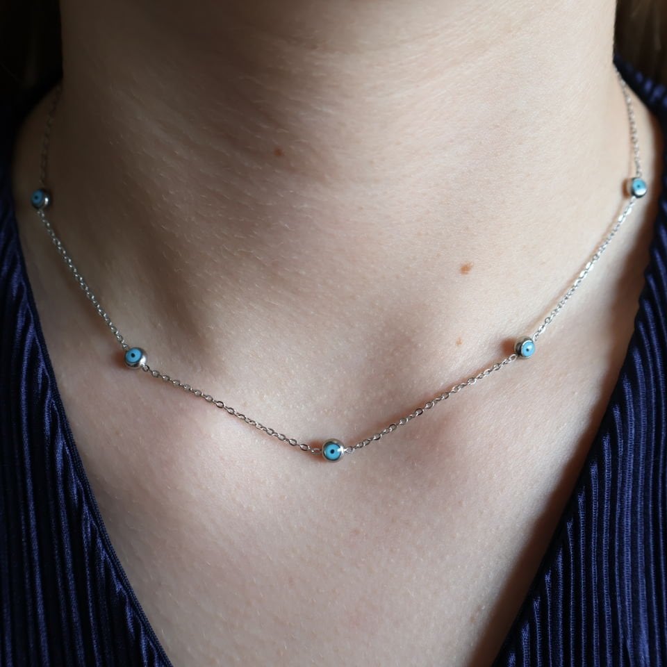 Nazar Boncuklu Çelik Kolye