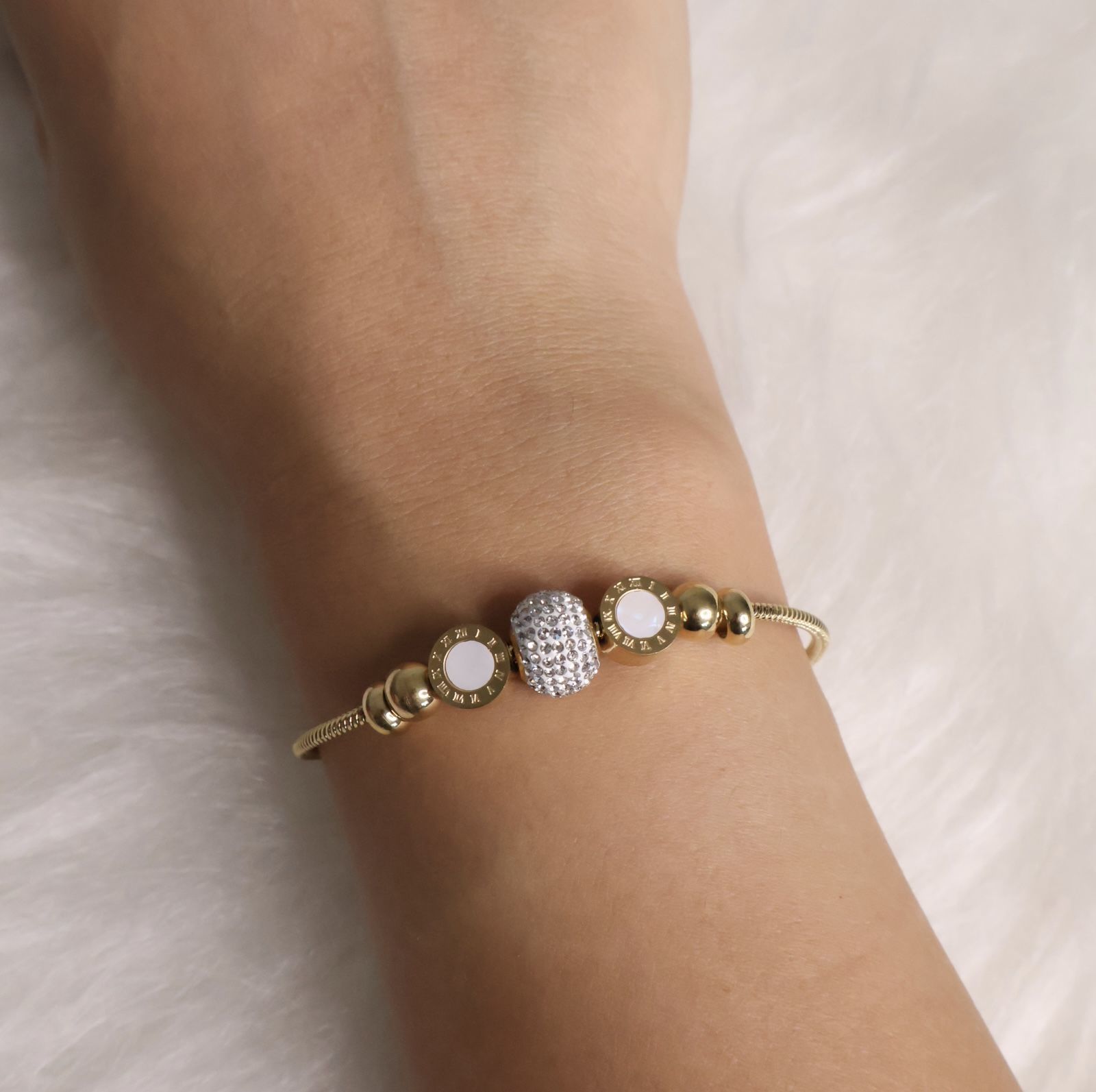 Charmlı Çelik Bileklik 18K Gold