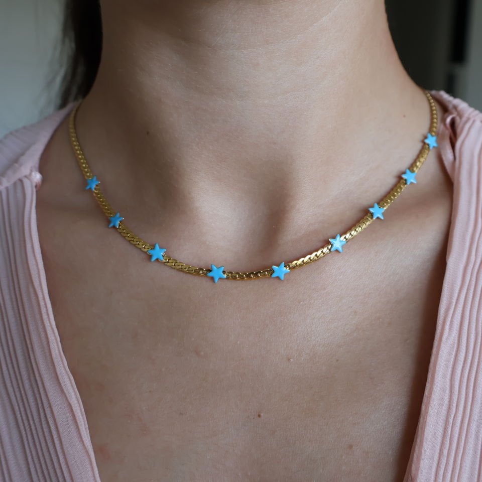 Mineli Çelik Zincir Kolye