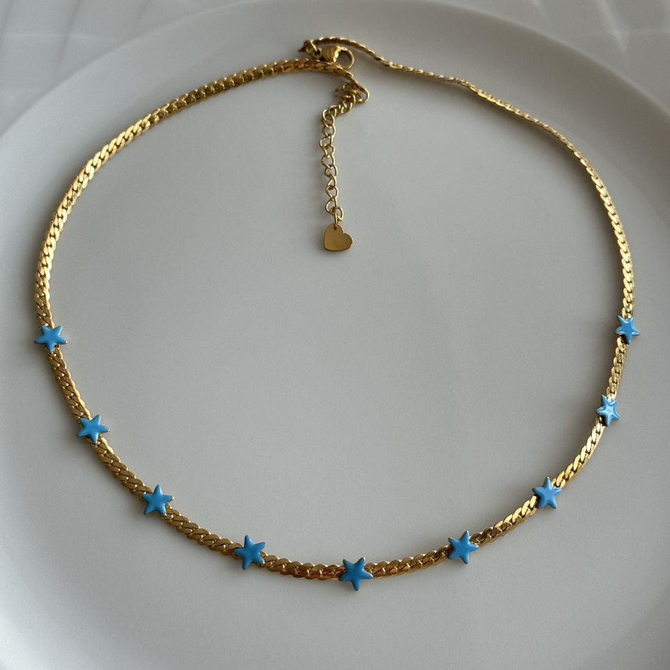 Mineli Çelik Zincir Kolye