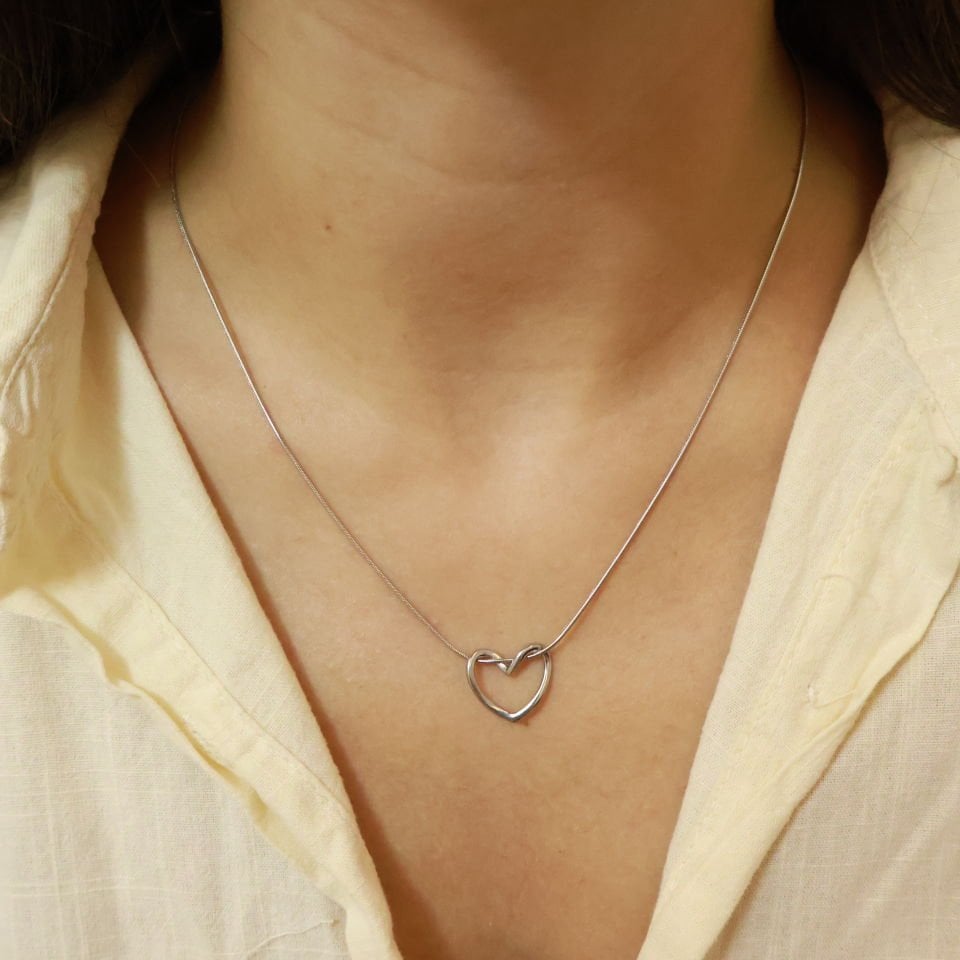 Sarmal Kalp Çelik Kolye Silver