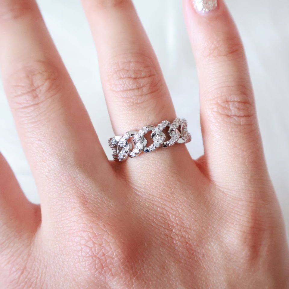 Taşlı Kalın Zincir Yüzük