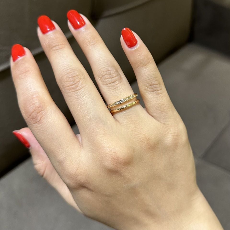 Taşlı İkili Yüzük 2 Gold