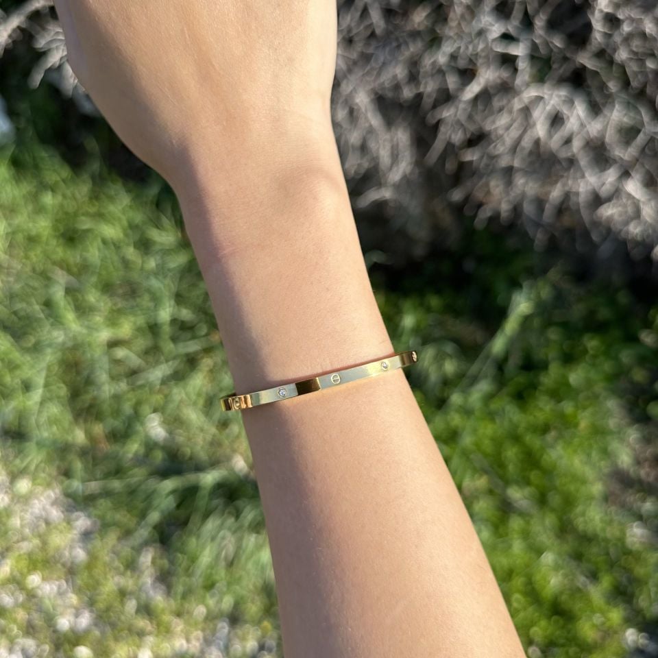 Taşlı İnce Cartier Kelepçe